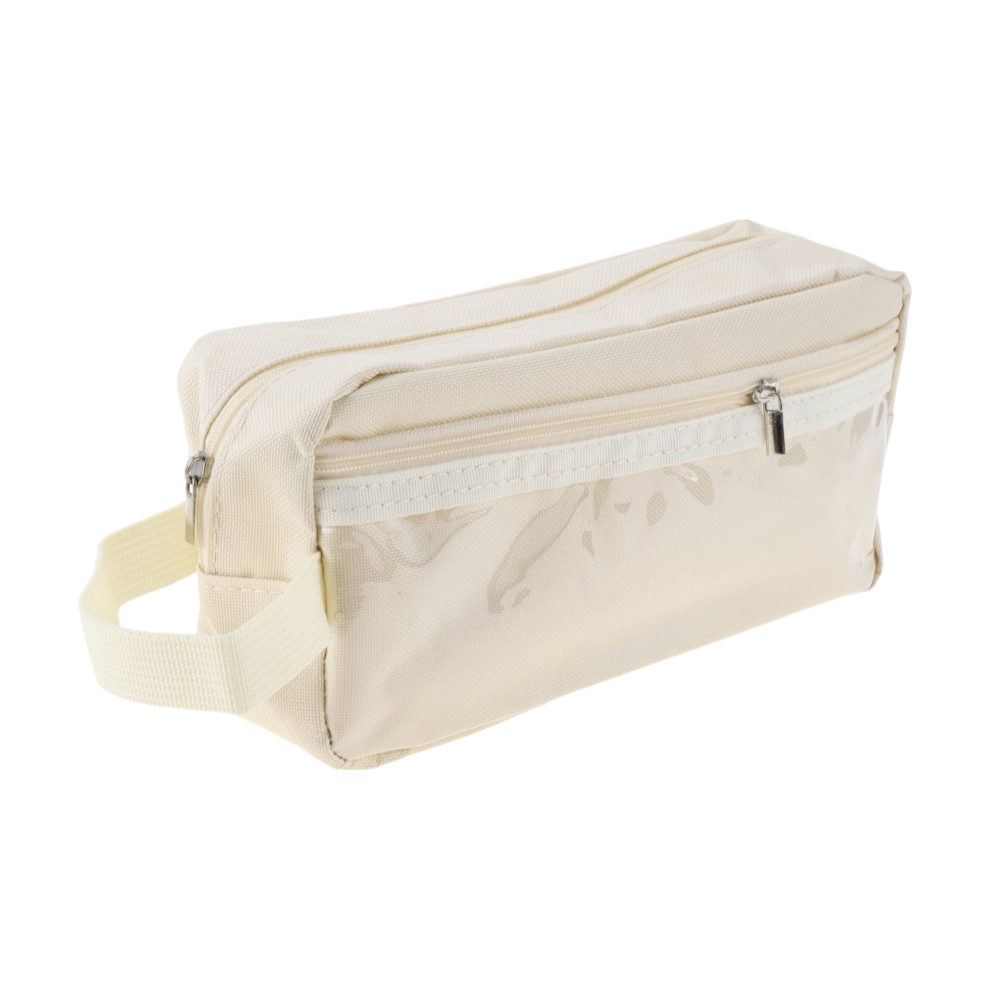 Unique Bargains Pencil Pen Case Large Capacity Portable Bag Beige