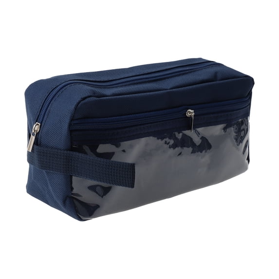 Unique Bargains Pencil Pen Case Large Capacity Portable Bag Dark Blue