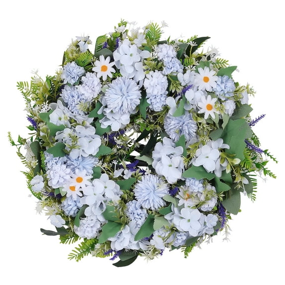 Unique Bargains Peony Wreaths for Front Door Artificial Flower Wreath Fall Wreaths Blue