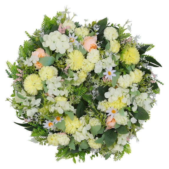 Unique Bargains Peony Wreaths for Front Door Artificial Flower Wreath Fall Wreaths White