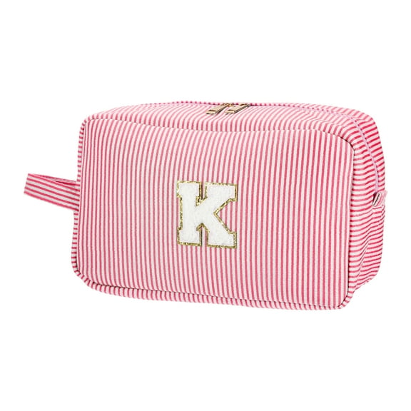 Unique Bargains Personalized Initial Make Up Bag Letter K Cosmetic Bag Travel Makeup Bag Organizer Makeup Box Red