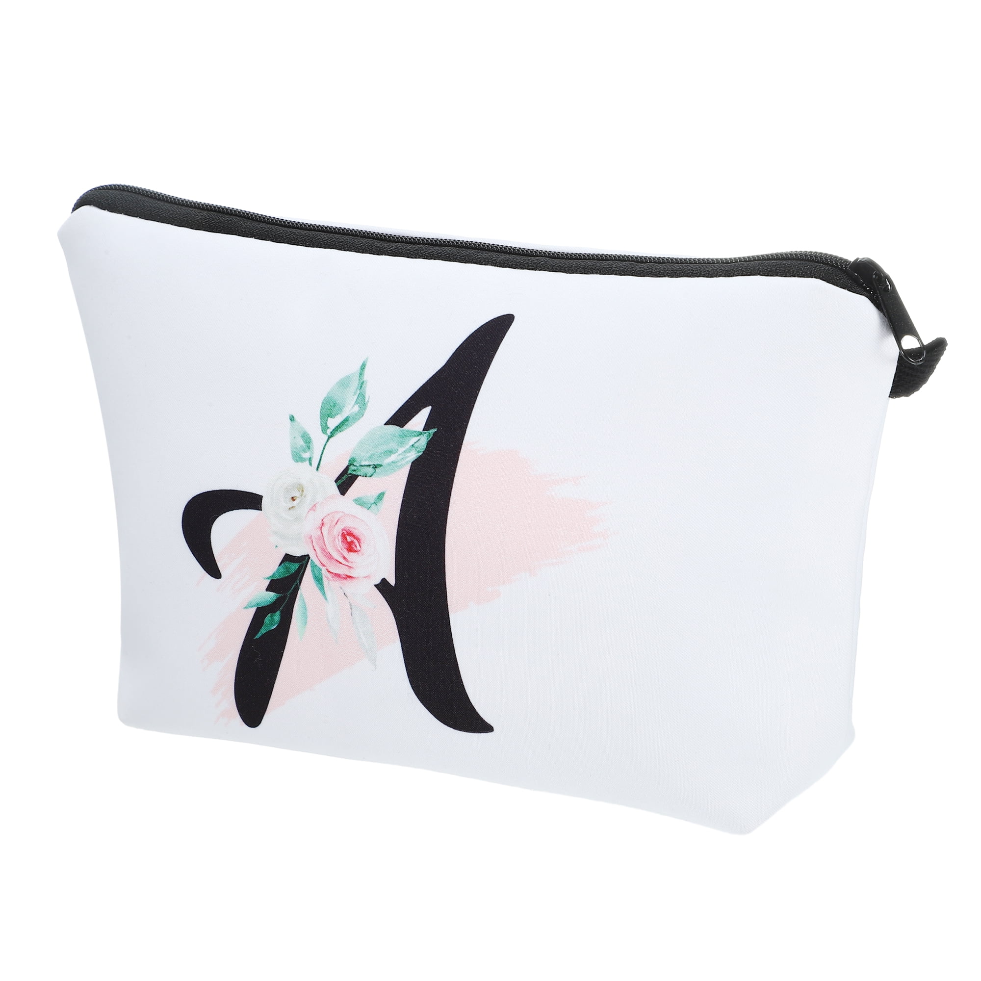 Unique Bargains Personalized Makeup Bag A Cosmetic Bag Small Monogrammed Purse White