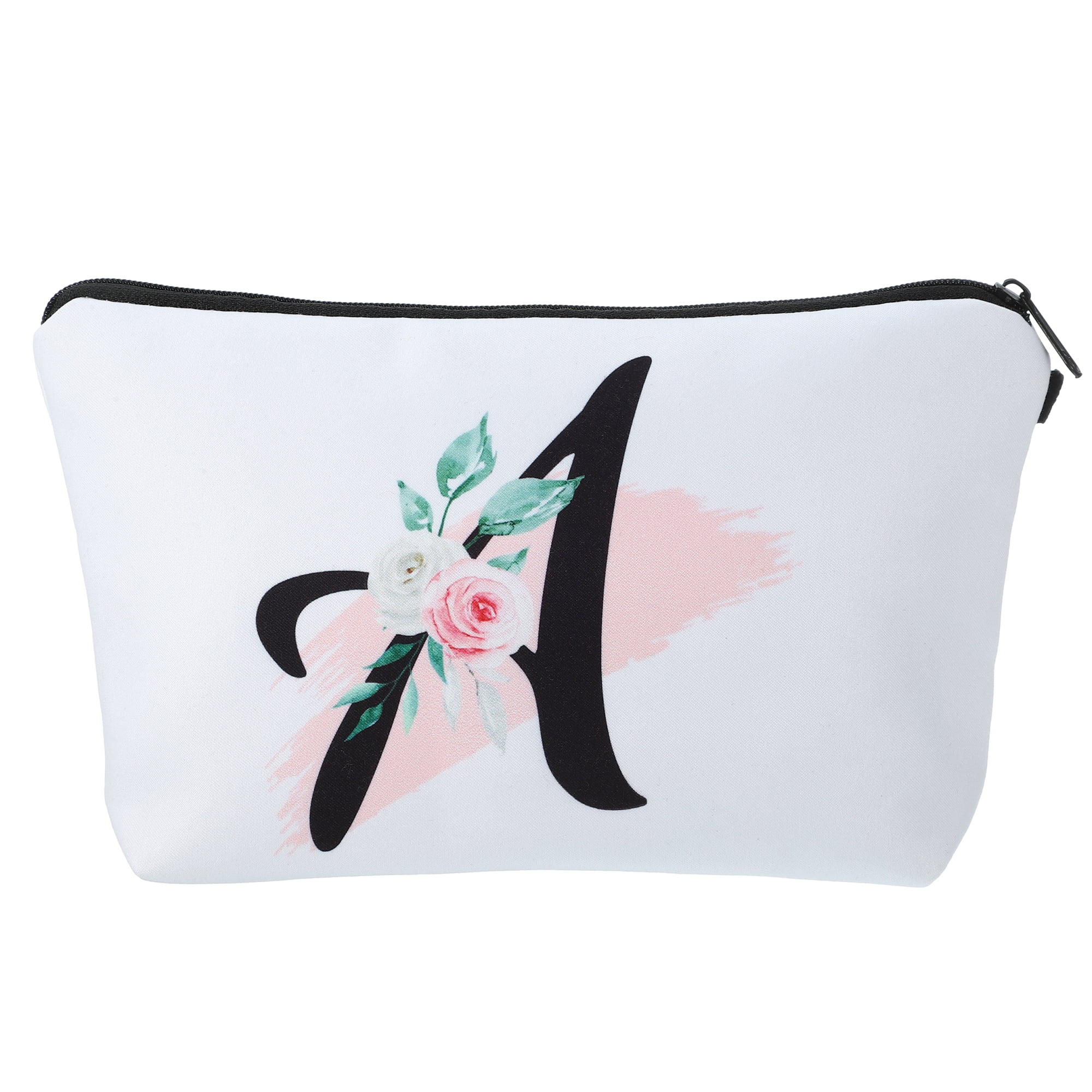 Unique Bargains Personalized Makeup Bag A Letter Purse Small Cosmetic Bag Zipper Monogrammed Makeup Bag Pouch White Walmart Business Supplies