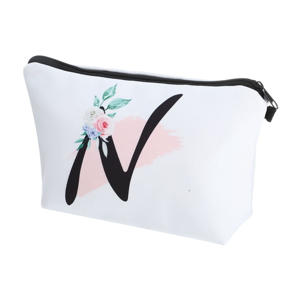 Unique Bargains Personalized Makeup Bag N Cosmetic Bag Small Monogrammed Purse White