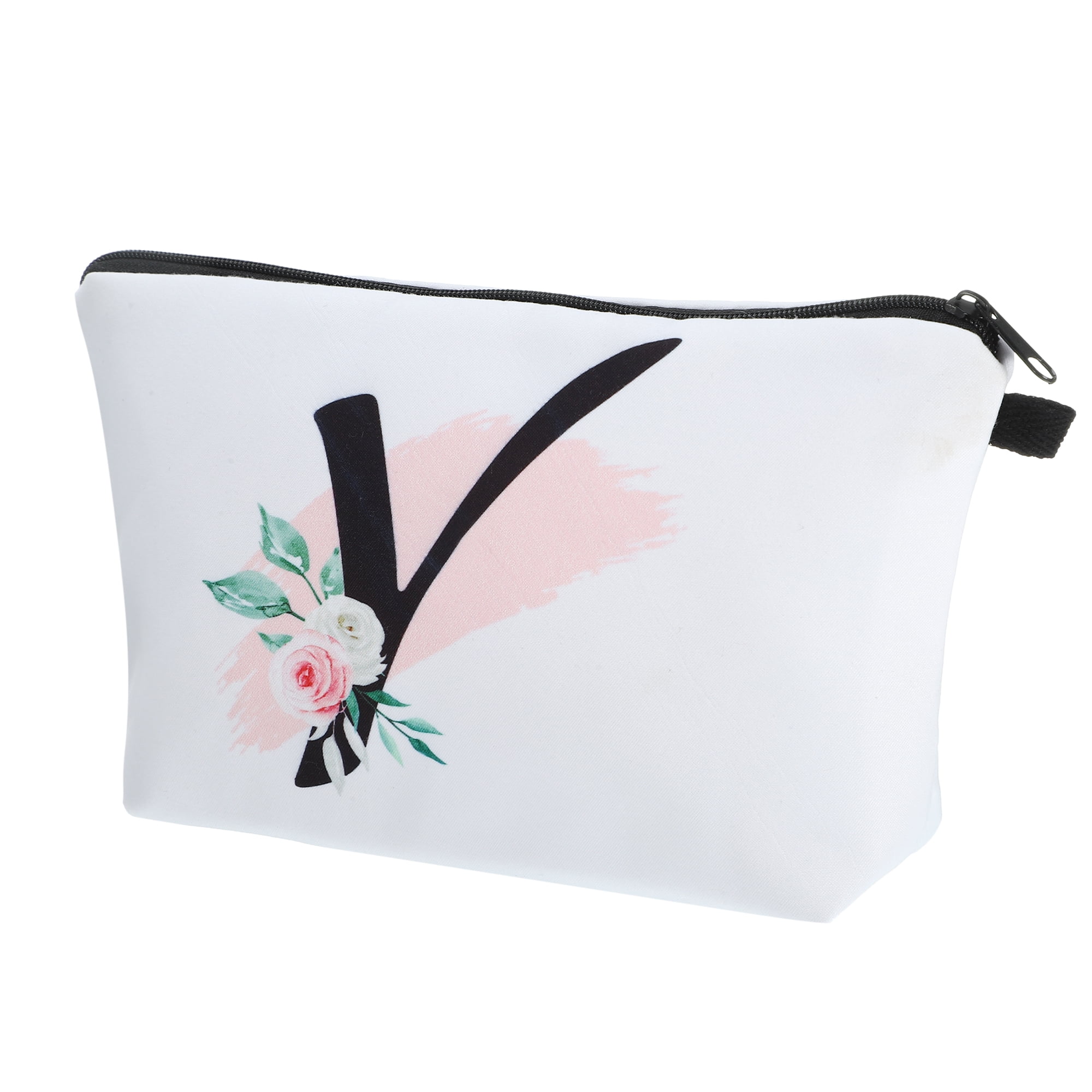 Unique Bargains Personalized Makeup Bag Y Cosmetic Bag Small Monogrammed Purse White