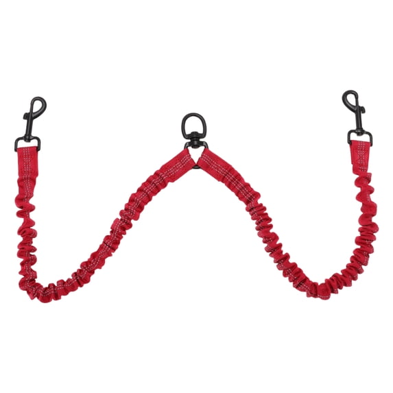 Unique Bargains Pet Double Dog Leash Reflective Dual Leash Red