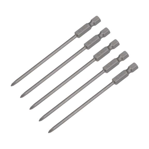 Unique Bargains Phillips Bits, 1/4 inch Hex Shank 100mm Length Cross 3PH0 Magnetic Screw Driver S2 Screwdriver Bit 5Pcs