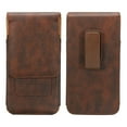 thumbnail image 1 of Unique Bargains Phone Belt Holder Case for 6.6-7.2' Cell Phones, Vertical Grain Leather Phone Belt Pouch, Dark Brown, 1 of 4