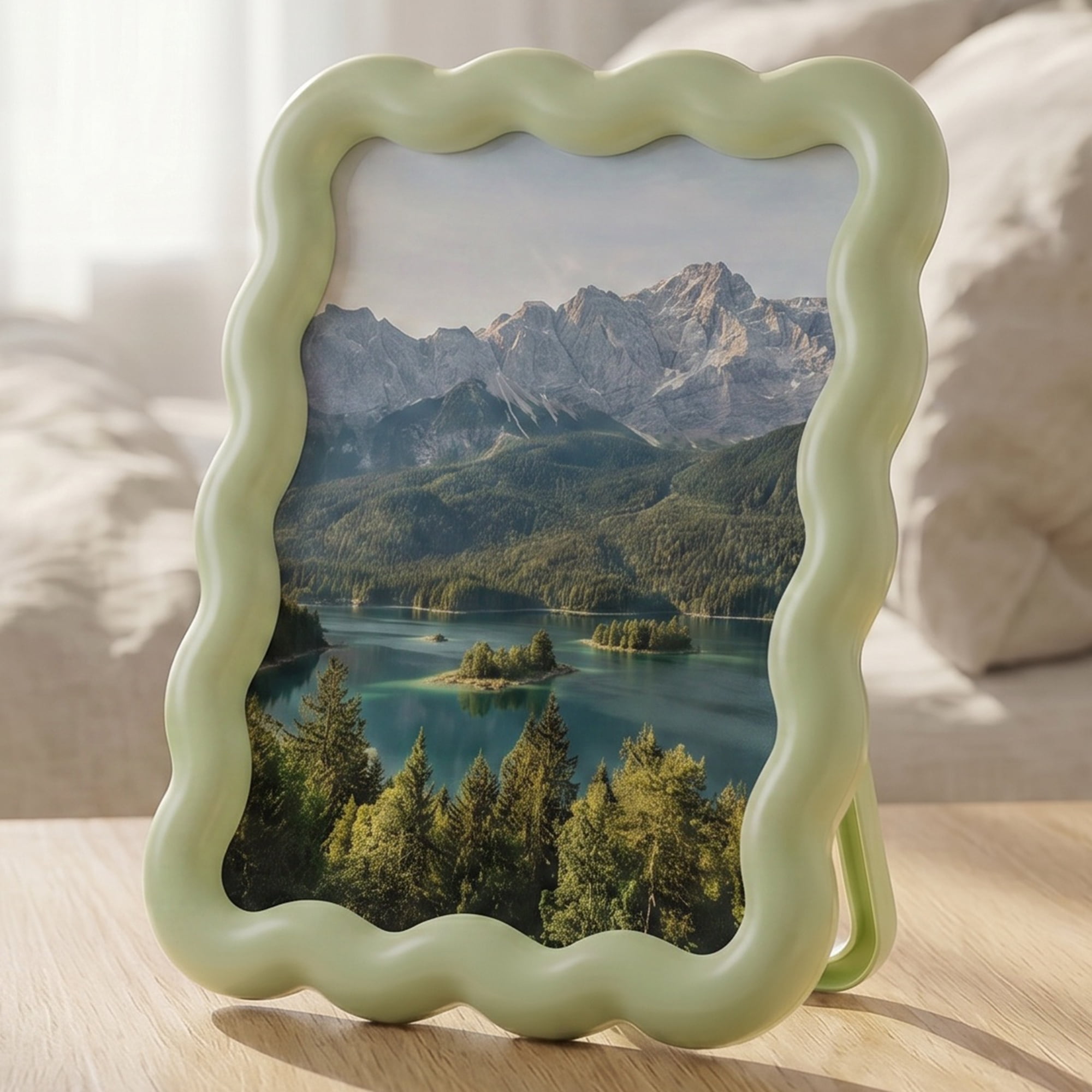 Unique Bargains Photo Frame with HD Glass for Aesthetic Desk Display Green 4" x 6"