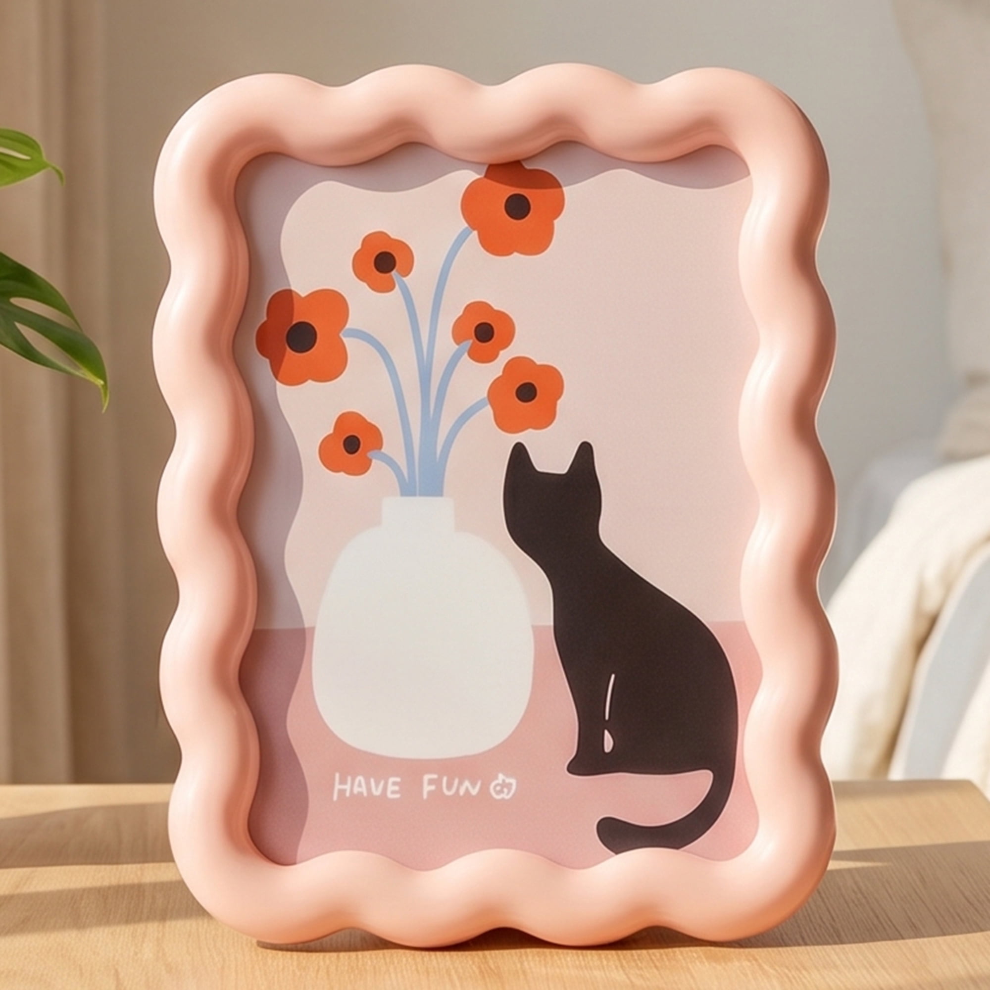 Unique Bargains Photo Frame with HD Glass for Aesthetic Desk Display Pink 4" x 6"