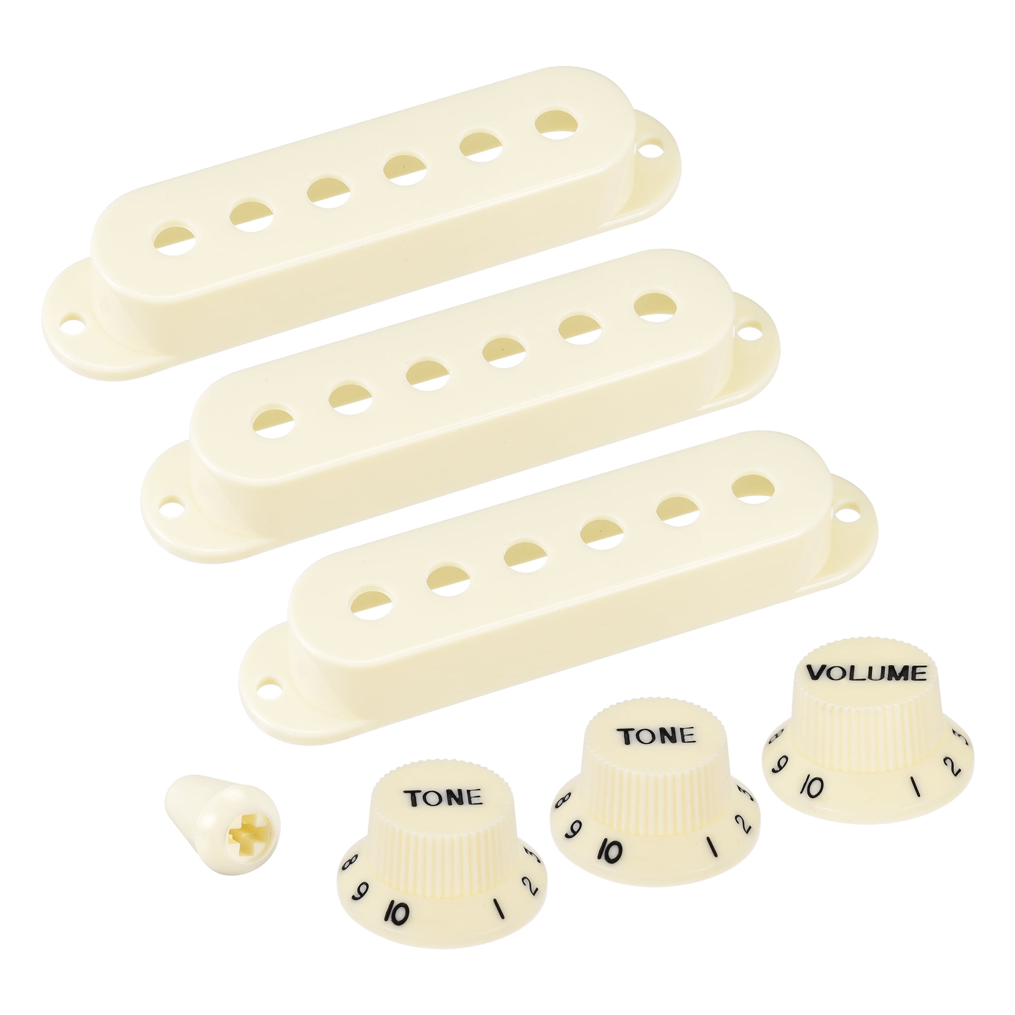 Unique Bargains  Pick Up Cover Single Coil Cover Switch Tip Volume and Tone Knobs Beige