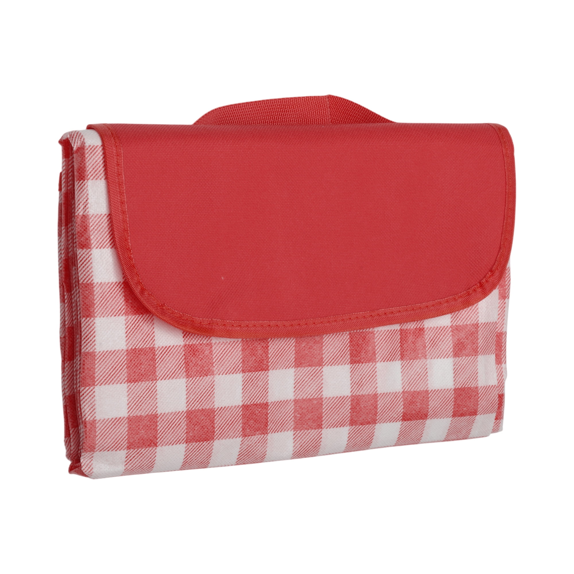 Unique Bargains Picnic Blanket Beach Mat Lightweight with Handle Red White 200x200cm