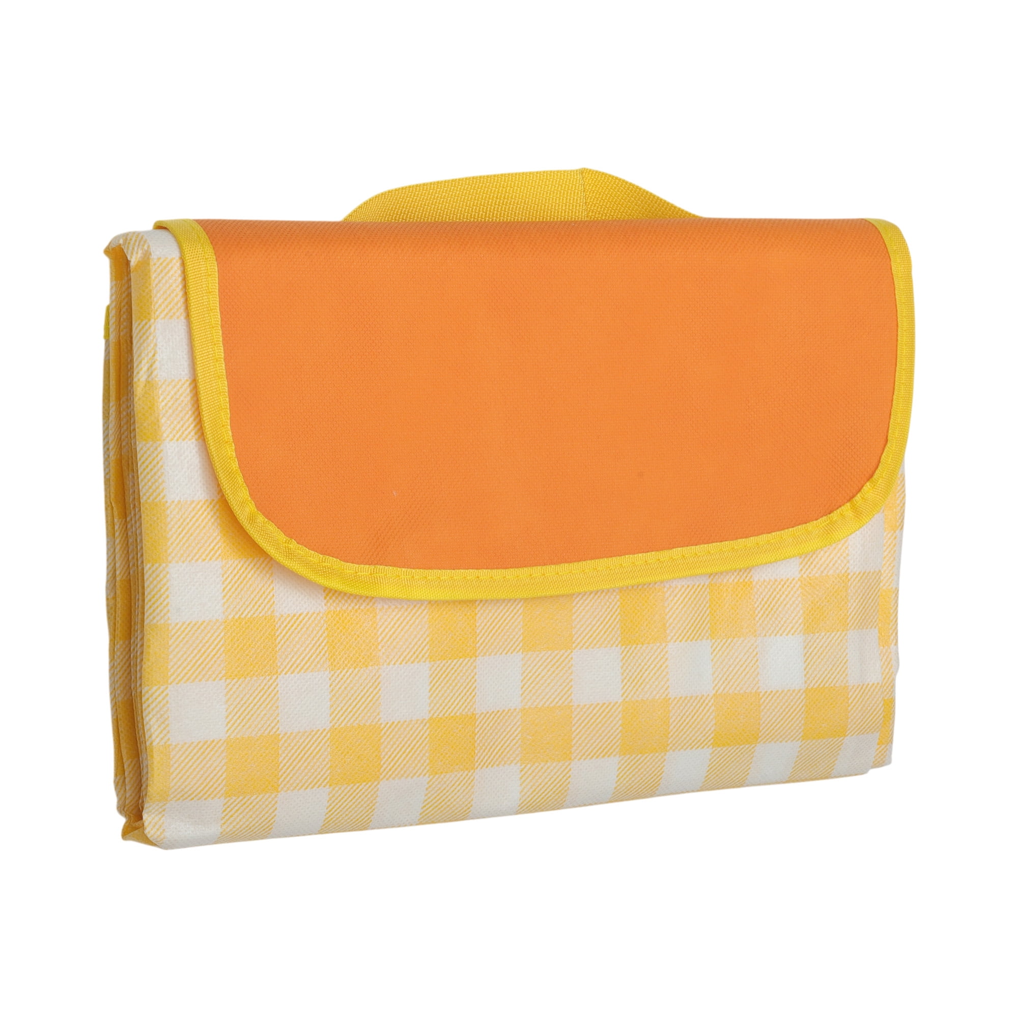 Unique Bargains Picnic Blanket Beach Mat Lightweight with Handle Yellow 150x100cm