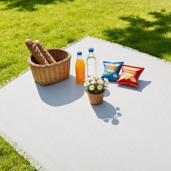Unique Bargains Picnic Mat Extra Large Picnic Blanket Honeycomb Pattern Outdoor Blanket for Camping Park Beach White