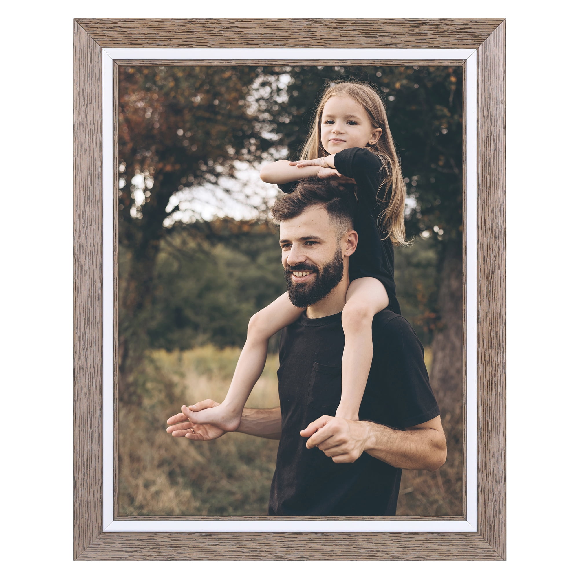 Unique Bargains Picture Frame Display Photo Frame with Corner Brown Wood Grain Color 8x10"