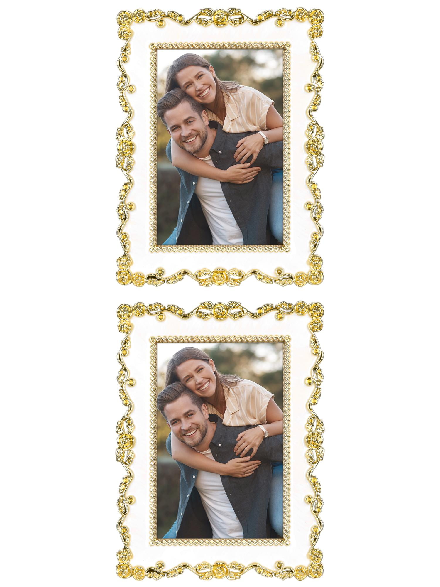 Unique Bargains Picture Frame Luxury Photo Frames Silver 4x6 Gold 5x7/4x6