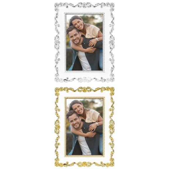Unique Bargains Picture Frame Luxury Photo Frames Silver 4x6 Gold/Silver 5x7