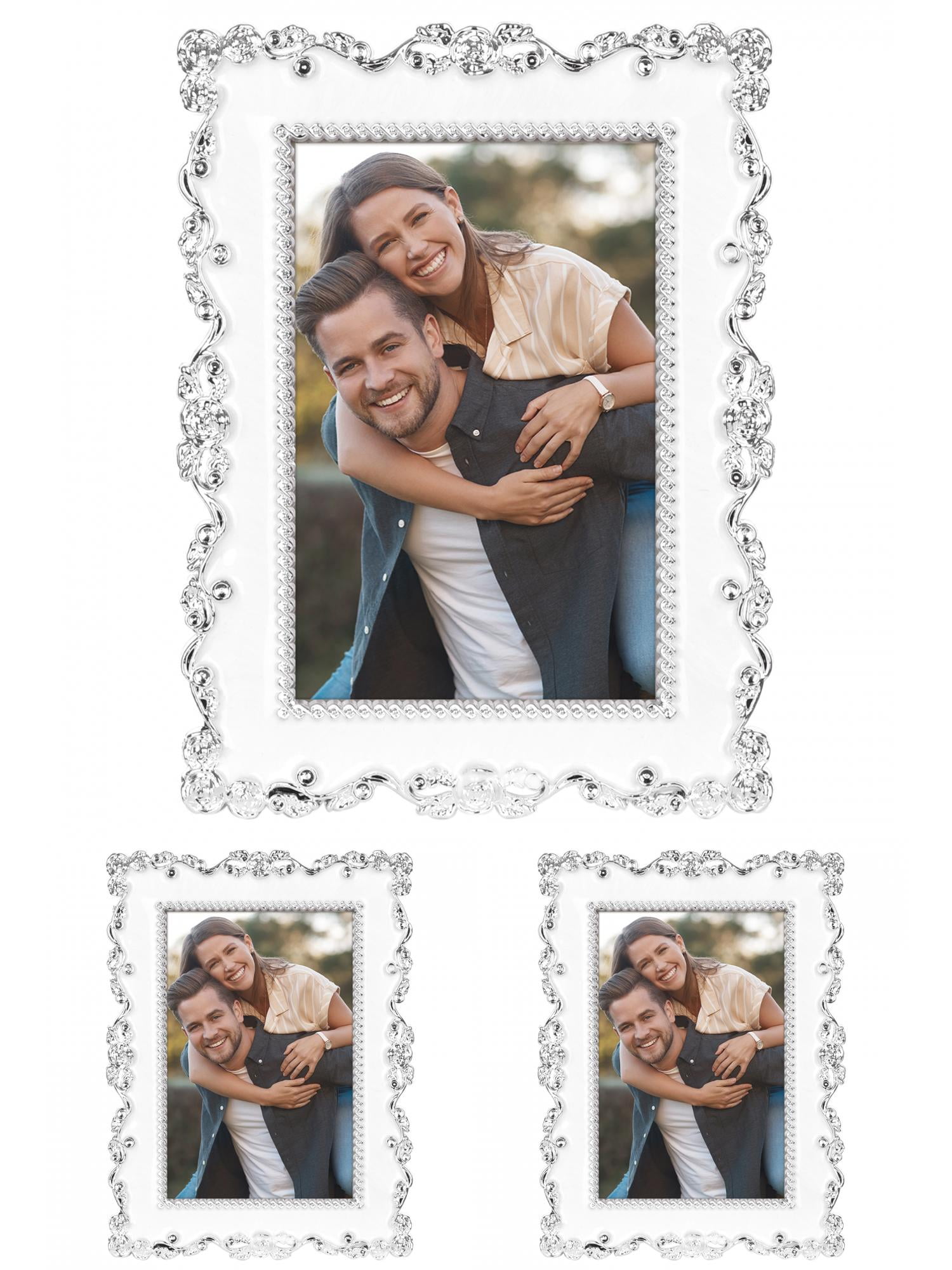 Unique Bargains Picture Frame Luxury Photo Frames Silver 4x6 Silver -3Pcs 4x6