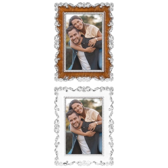 Unique Bargains Picture Frame Luxury Photo Frames Silver 4x6 Silver/Coffee-Color 4x6
