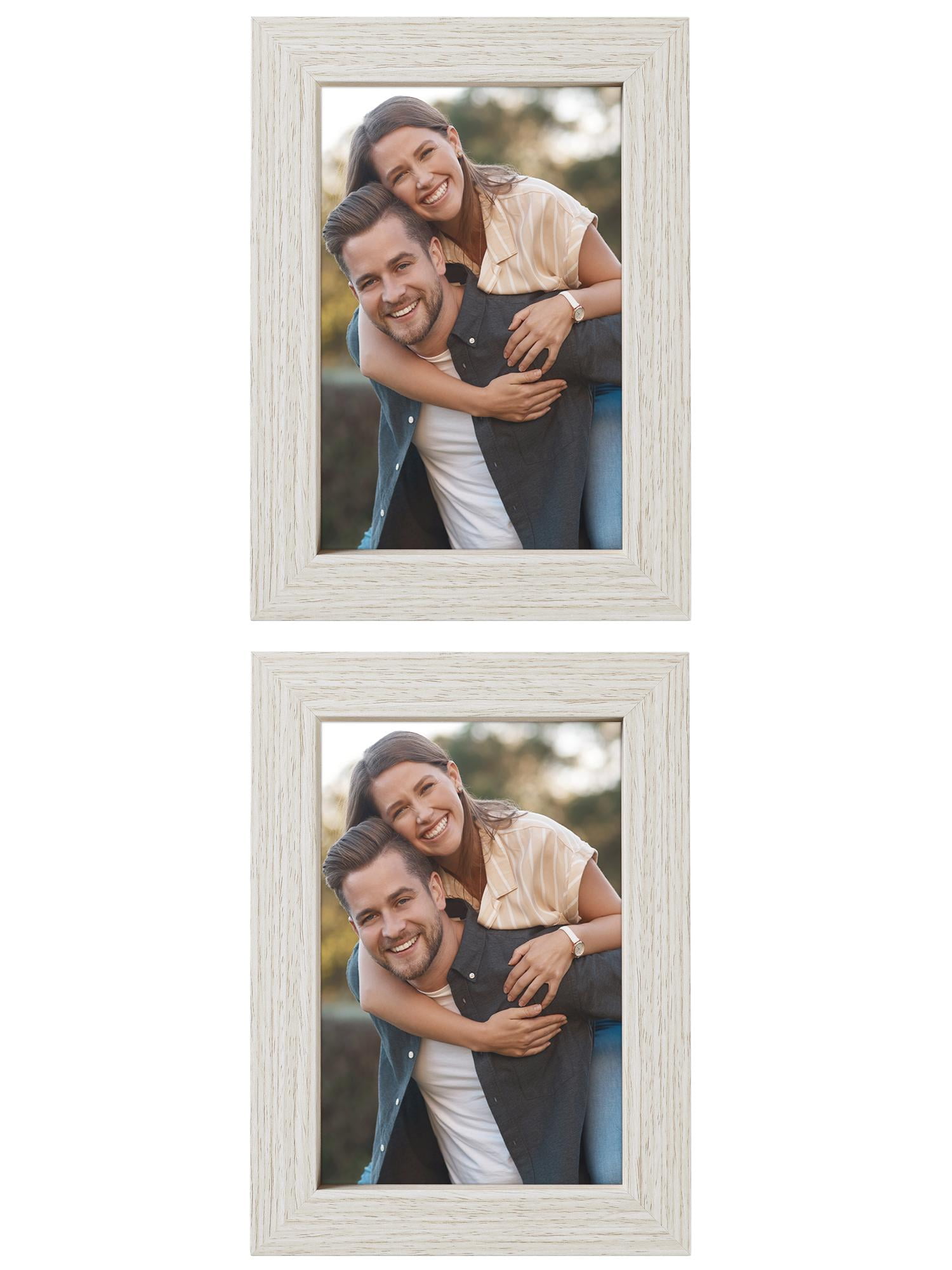 Unique Bargains Picture Frame Rustic Texture Frame Distressed Farmhouse Beige -2Pcs 4x6