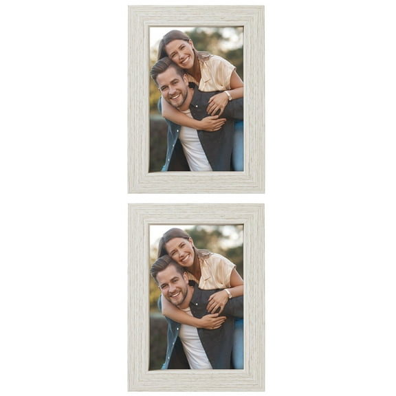 Unique Bargains Picture Frame Rustic Texture Frame Distressed Farmhouse Beige -2Pcs 4x6