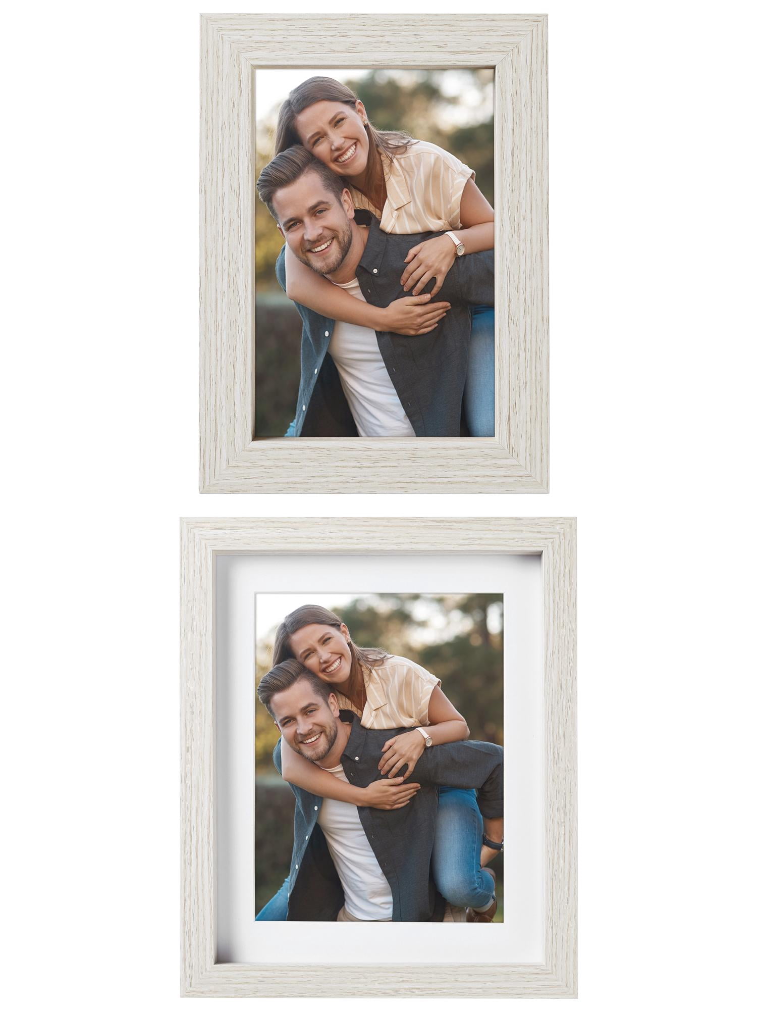 Unique Bargains Picture Frame Rustic Texture Frame Distressed Farmhouse Beige 4x6/6x8