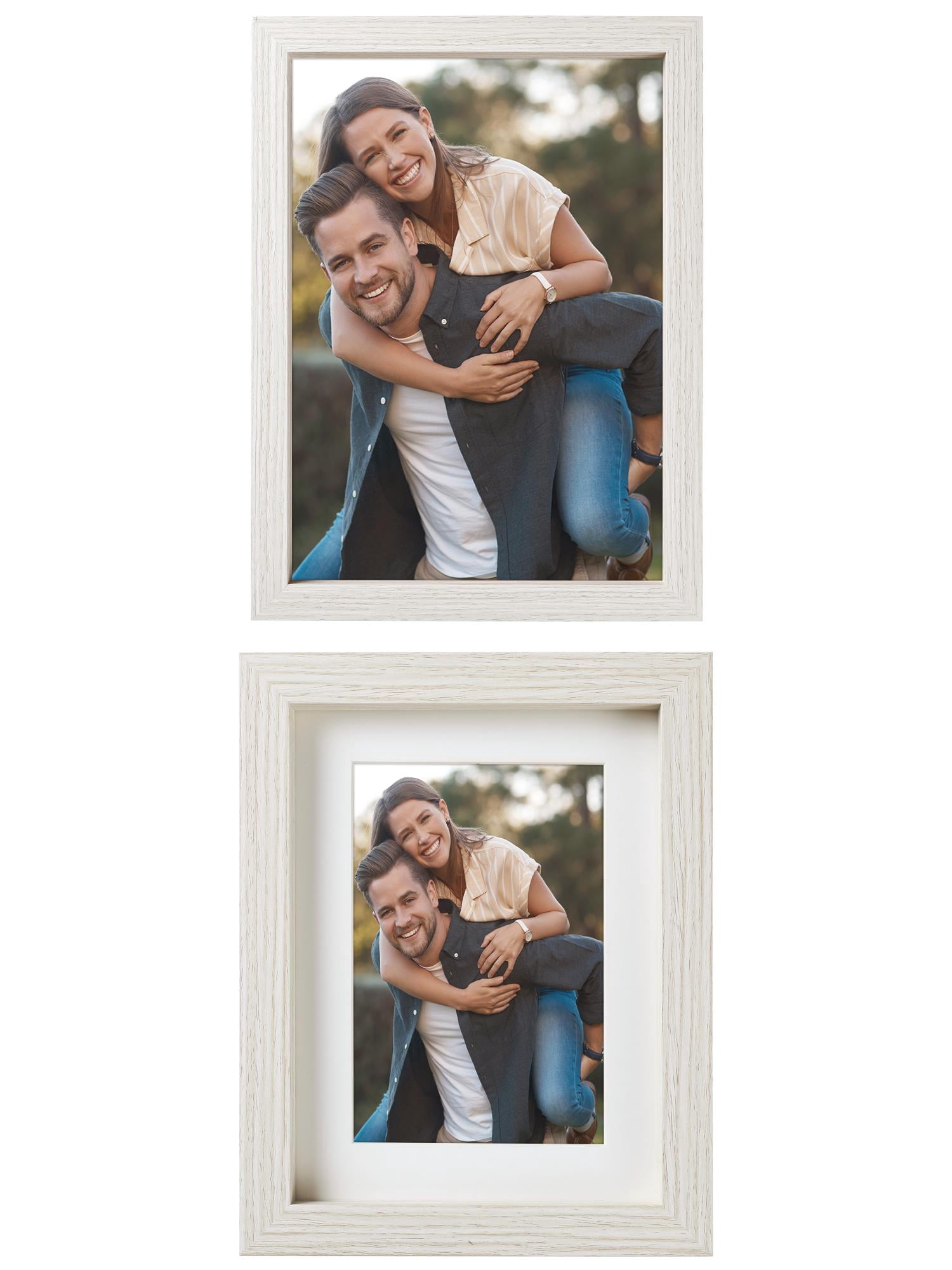 Unique Bargains Picture Frame Rustic Texture Frame Distressed Farmhouse Beige 5x7/8x11