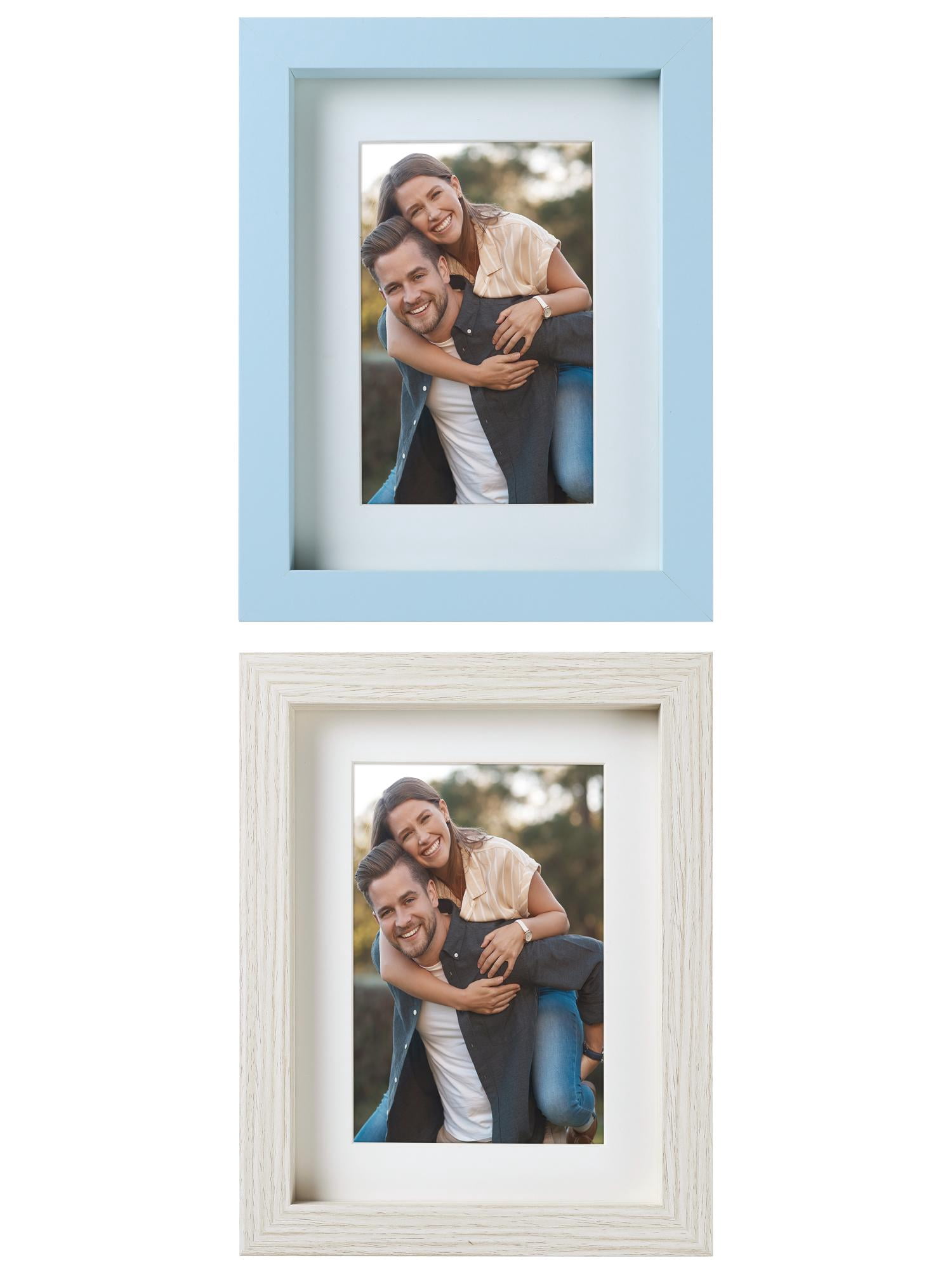Unique Bargains Picture Frame Rustic Texture Frame Distressed Farmhouse Beige/Light Blue 5x7