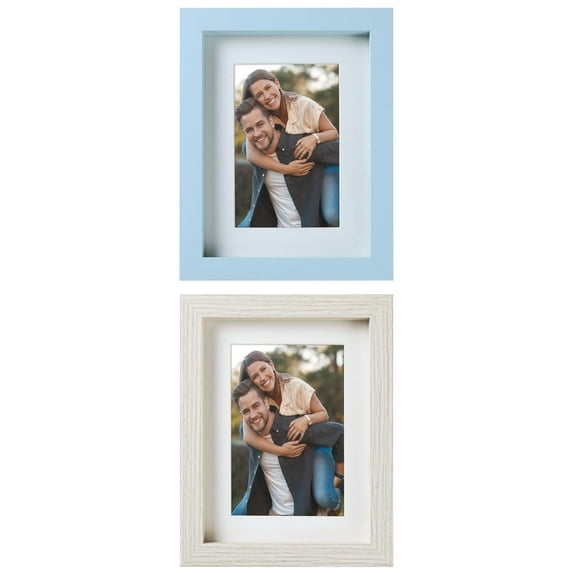 Unique Bargains Picture Frame Rustic Texture Frame Distressed Farmhouse Beige/Light Blue 5x7