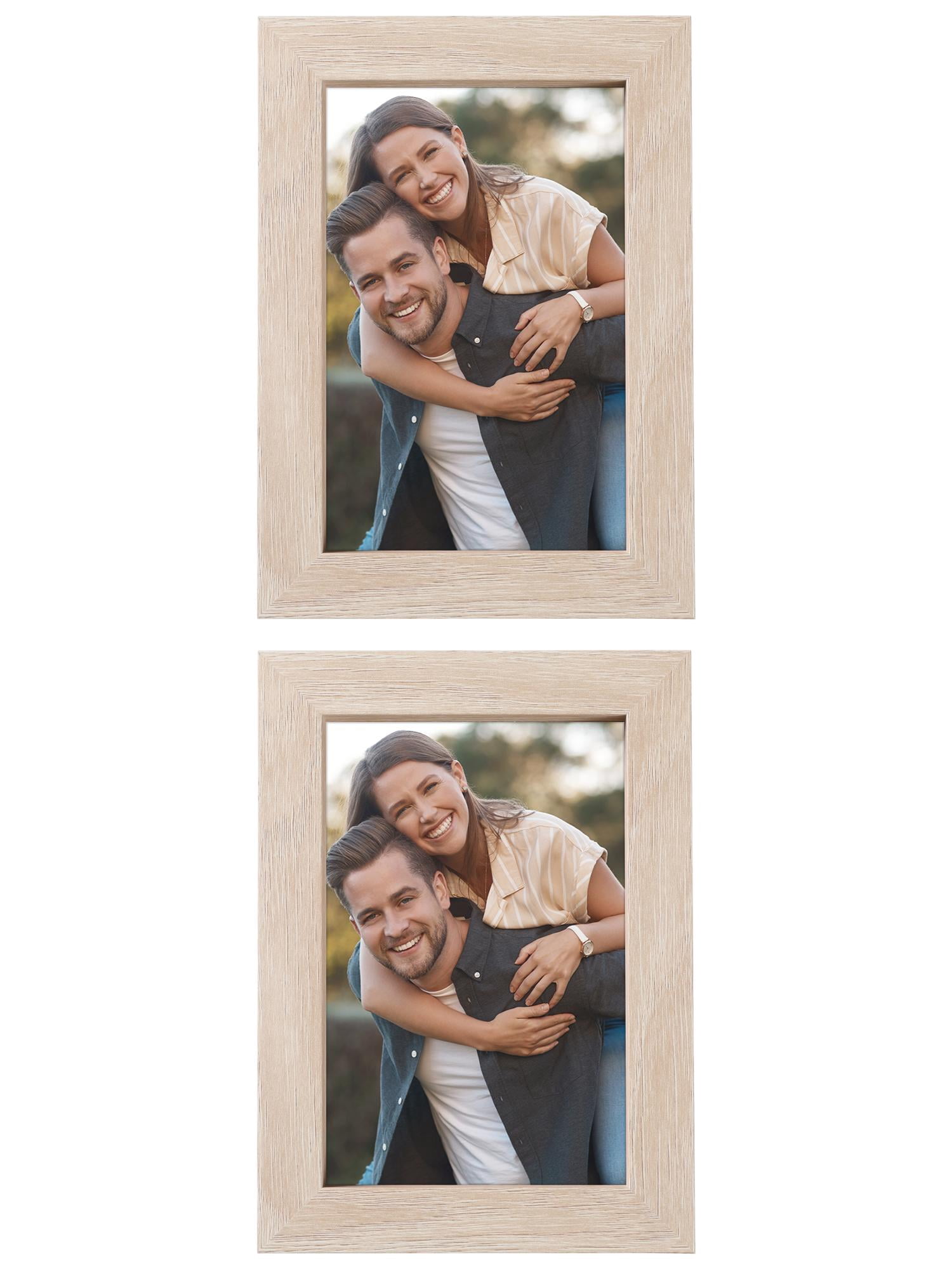 Unique Bargains Picture Frame Rustic Texture Frame Distressed Farmhouse Brown -2Pcs 4x6