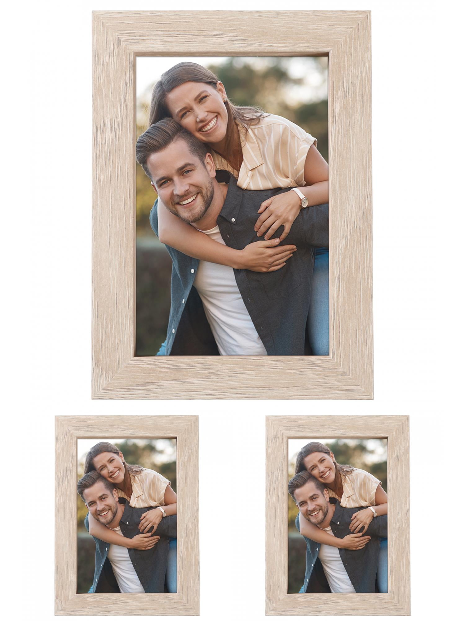 Unique Bargains Picture Frame Rustic Texture Frame Distressed Farmhouse Brown -3Pcs 4x6