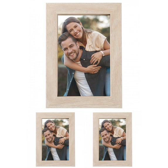 Unique Bargains Picture Frame Rustic Texture Frame Distressed Farmhouse Brown -3Pcs 4x6