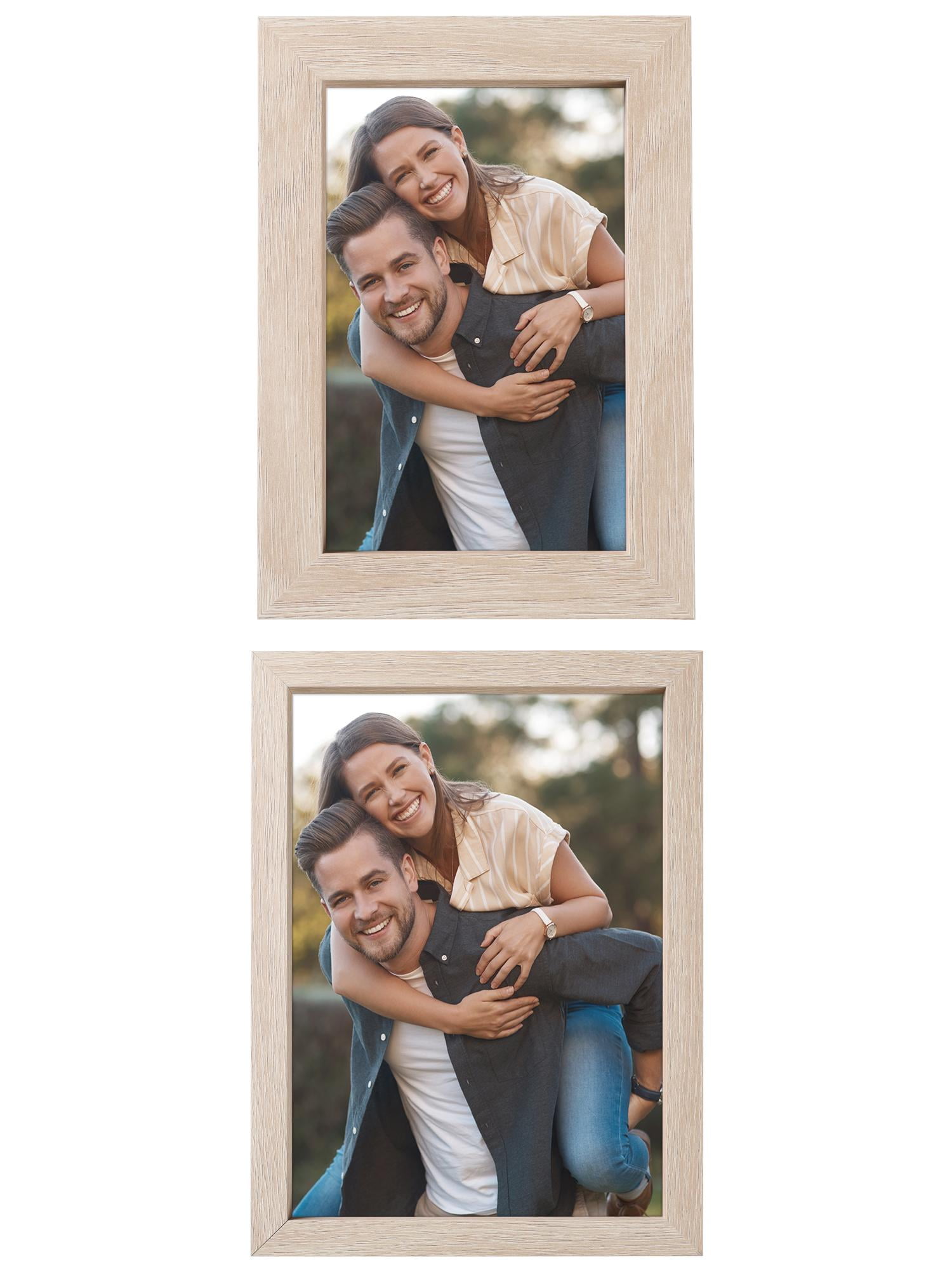 Unique Bargains Picture Frame Rustic Texture Frame Distressed Farmhouse Brown 4x6/8x11