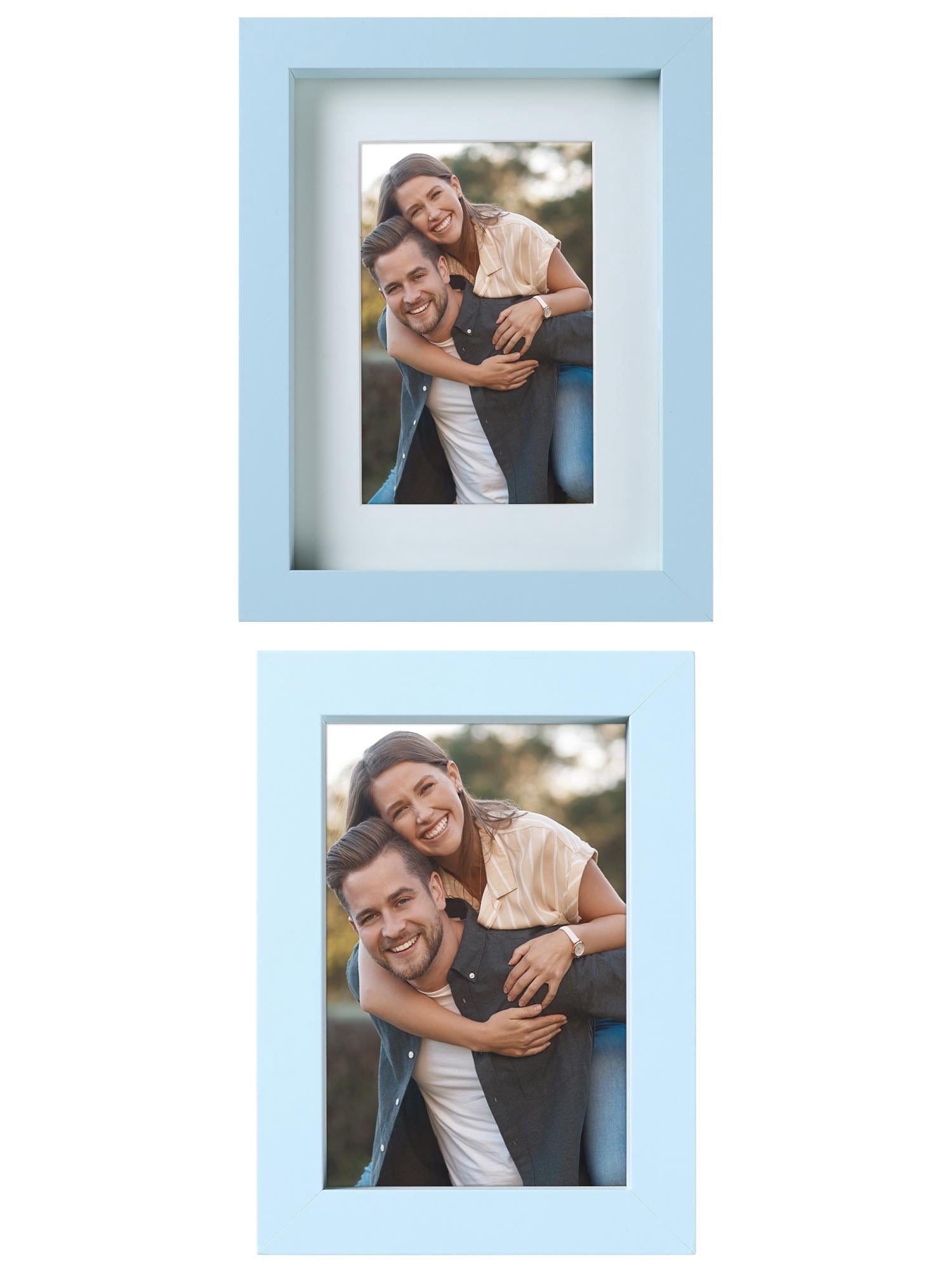 Unique Bargains Picture Frame Rustic Texture Frame Distressed Farmhouse Light Blue 4x6/5x7