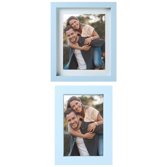 Unique Bargains Picture Frame Rustic Texture Frame Distressed Farmhouse Light Blue 4x6/6x8