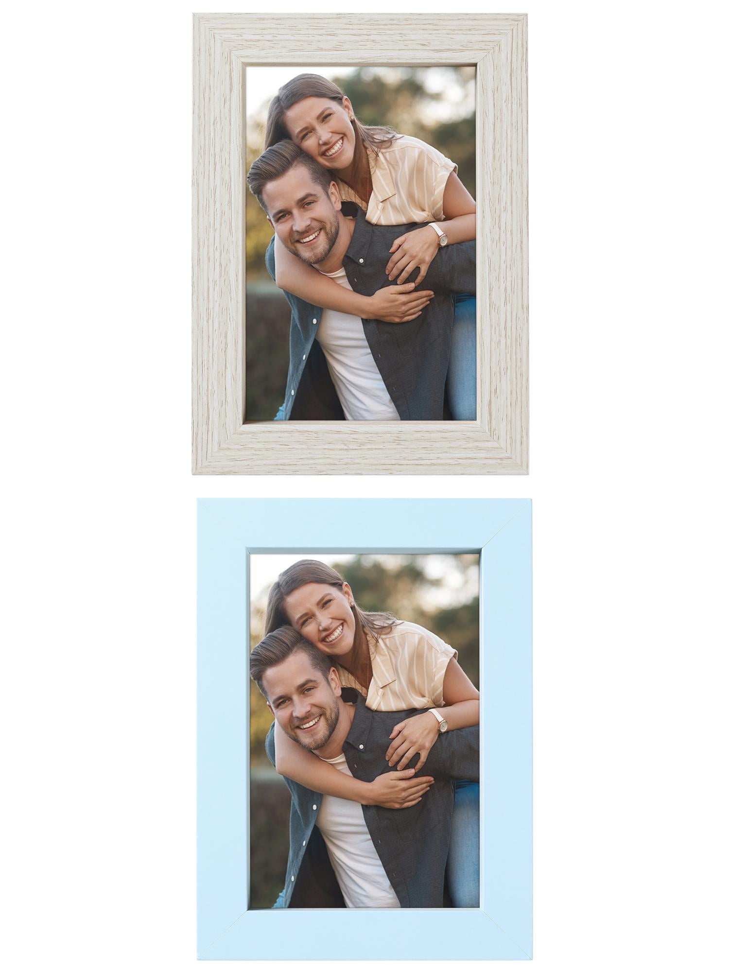 Unique Bargains Picture Frame Rustic Texture Frame Distressed Farmhouse Light Blue/Beige 4x6
