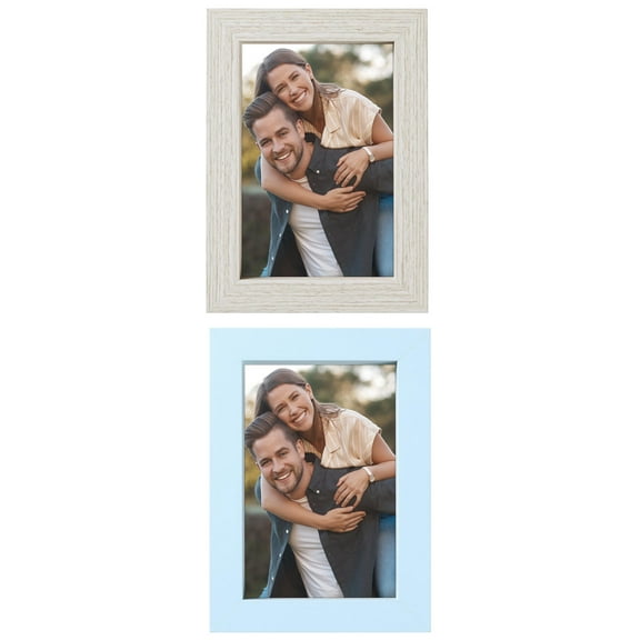 Unique Bargains Picture Frame Rustic Texture Frame Distressed Farmhouse Light Blue/Beige 4x6