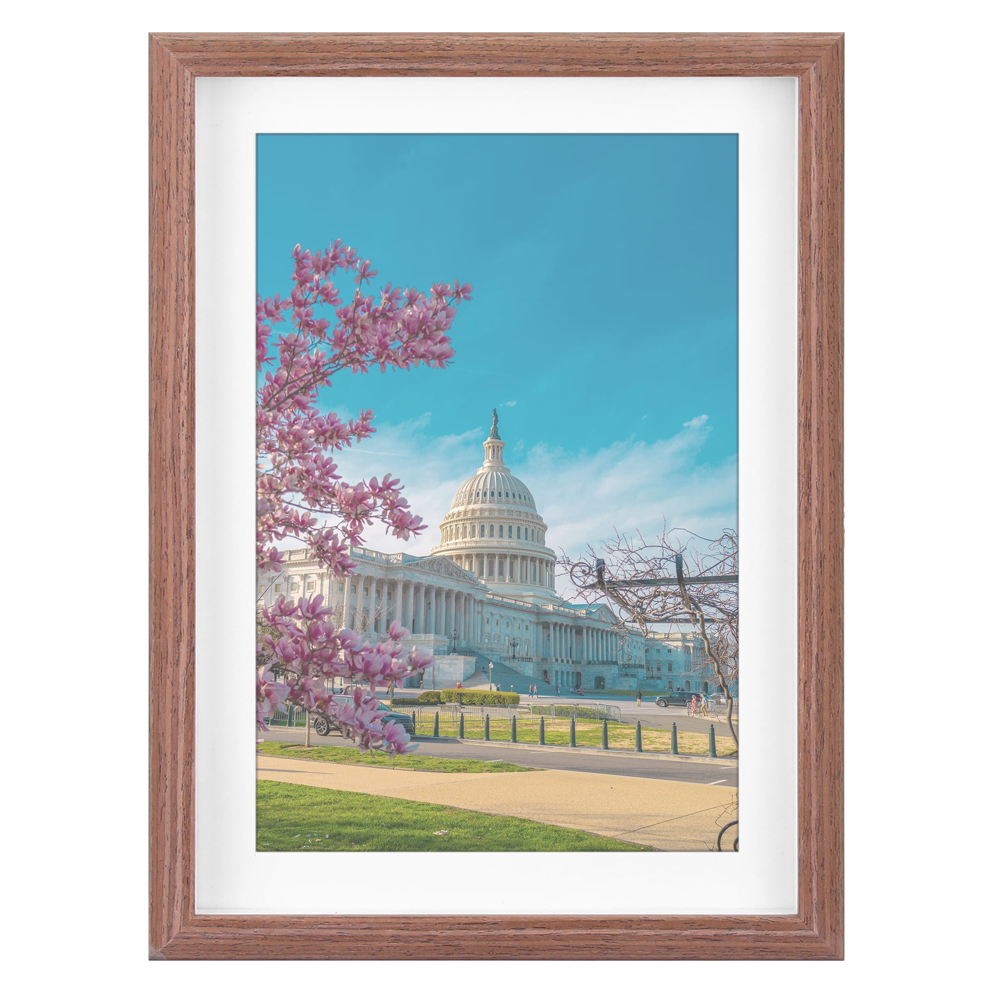 Unique Bargains Picture Frame for Photos Modern Frames 6x8 Walnut Color