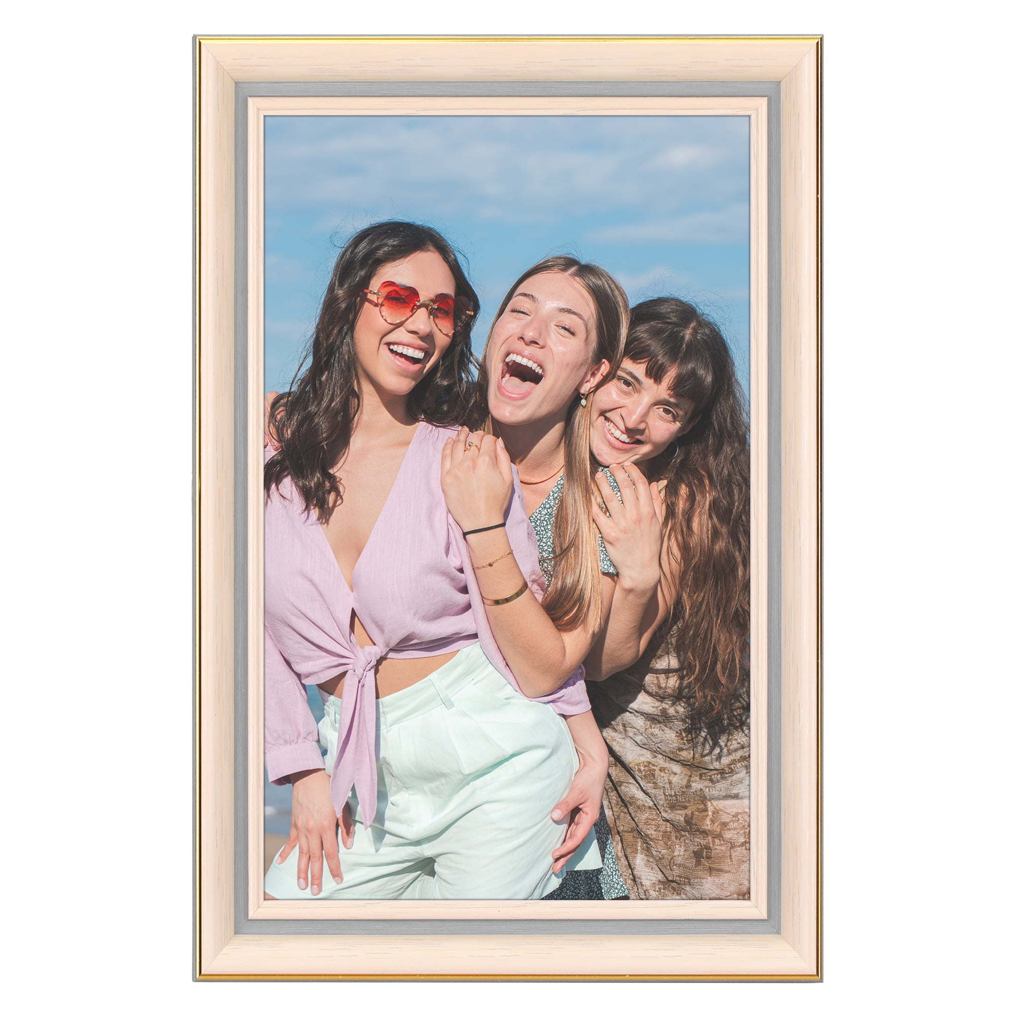 Unique Bargains Picture Frame for Tabletop Wall Hanging Art Photo Frame Blue White 4x6
