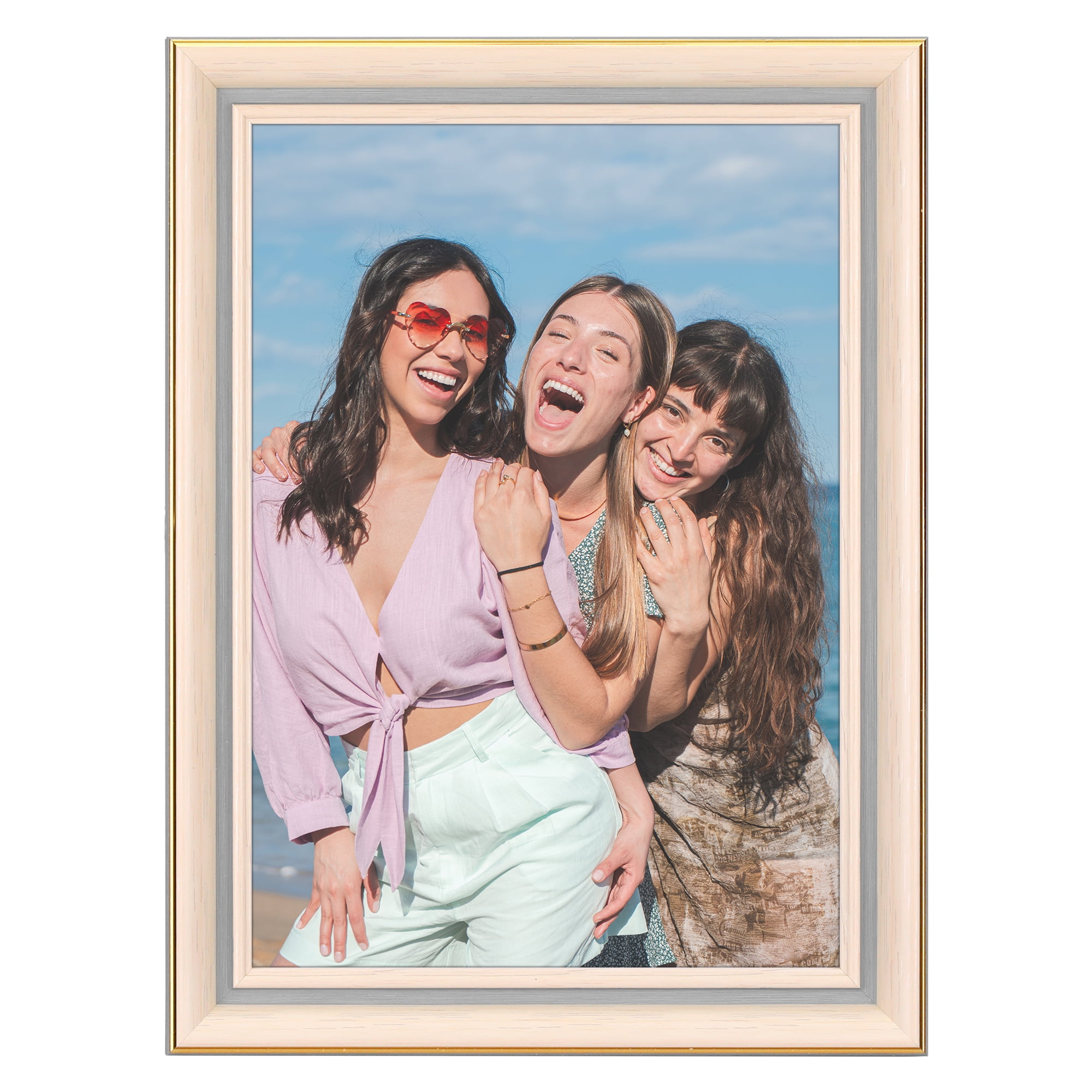Unique Bargains Picture Frame for Tabletop Wall Hanging Art Photo Frame Blue White 6x8