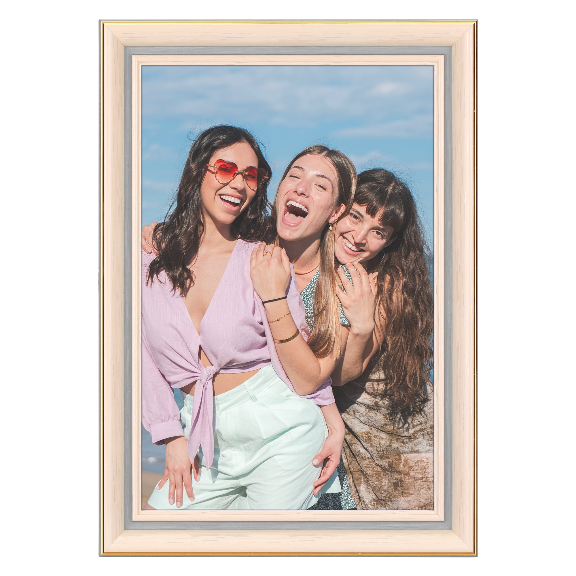 Unique Bargains Picture Frame for Tabletop Wall Hanging Art Photo Frame Blue White 8.5x11