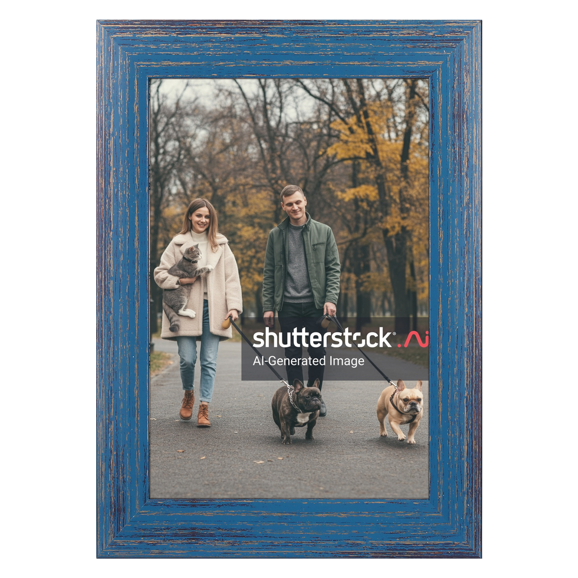 Unique Bargains Picture Frame for Wall Hanging and Tabletop Display Blue 5x7