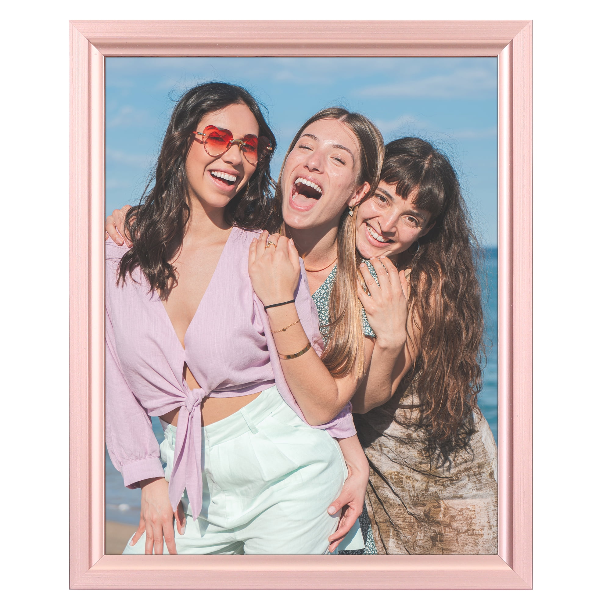 Unique Bargains Picture Frames Rectangle Photo Frame Display for Home Decor Pink 8x10"
