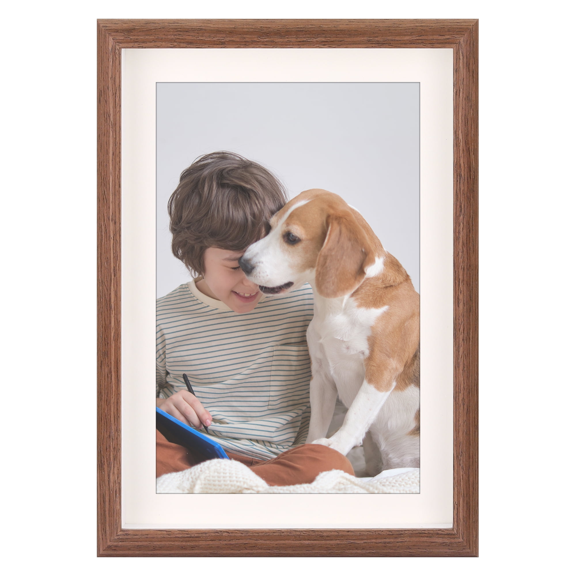 Unique Bargains Picture Frames Wall Tabletop Display Walnut Color 11.7x16.5