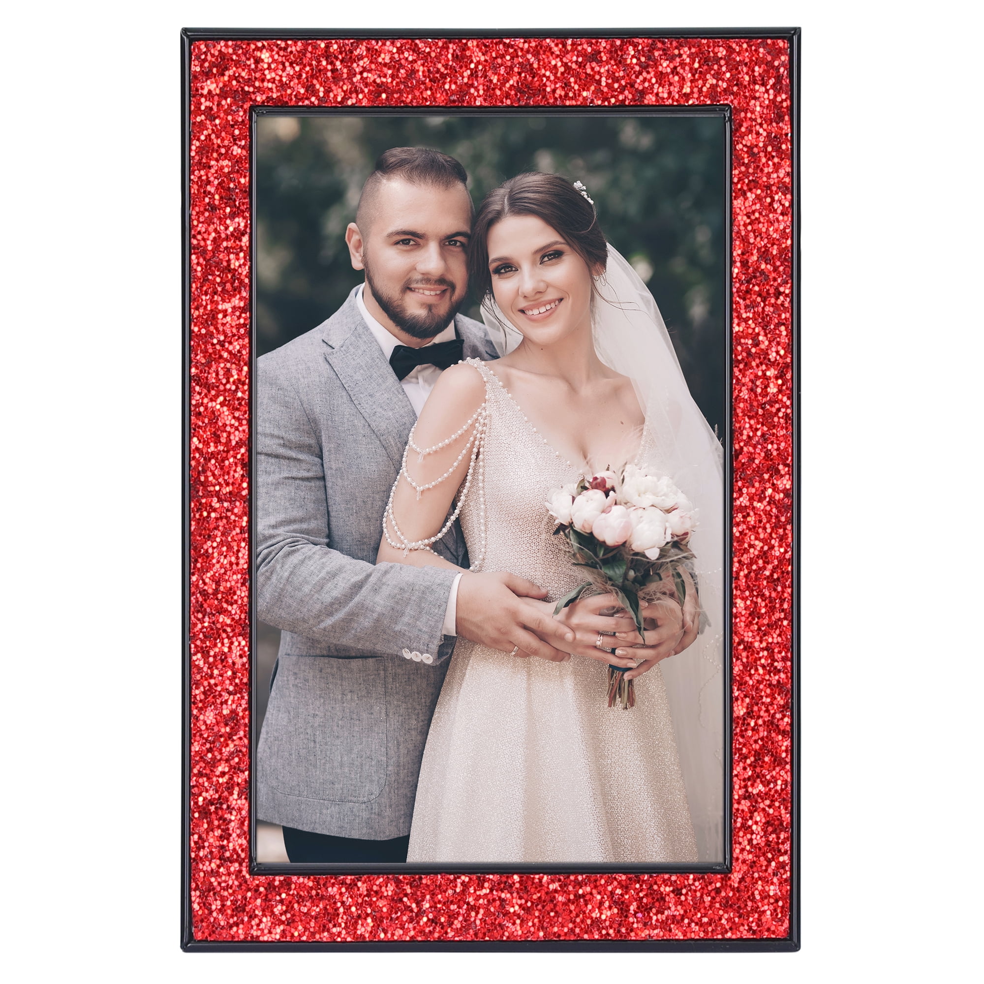 Unique Bargains Picture Frames for Photo and Poster Beautiful Metal Frames Red 4x6"