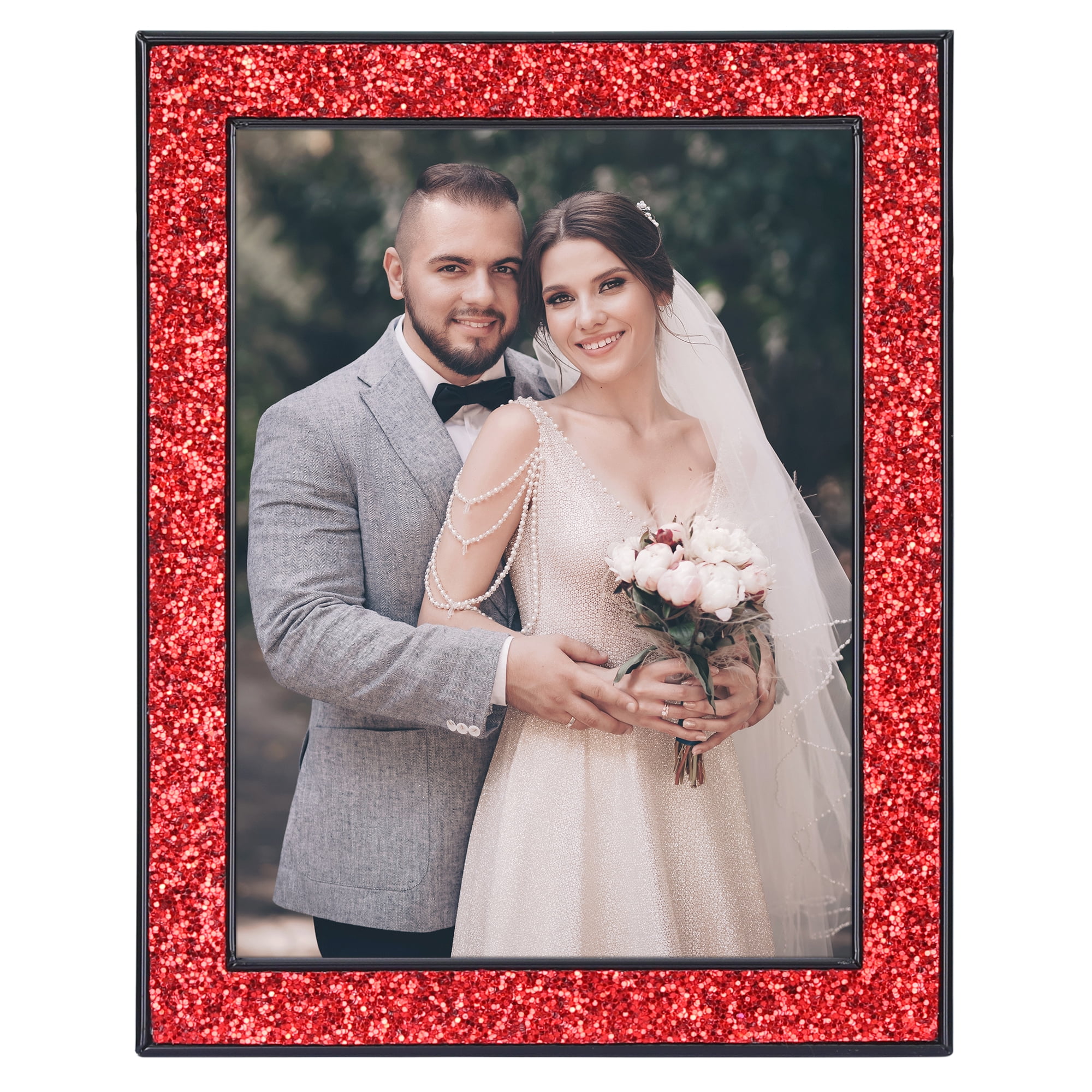 Unique Bargains Picture Frames for Photo and Poster Beautiful Metal Frames Red 8x10"