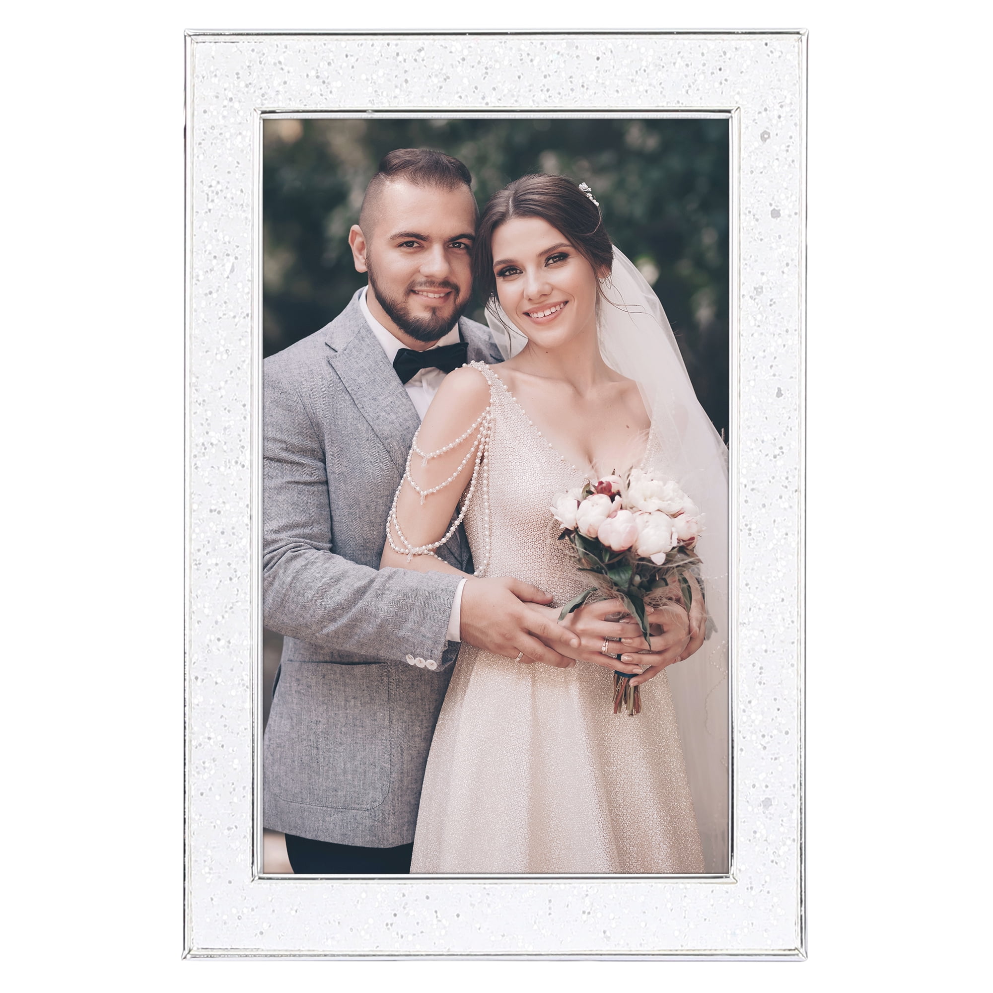 Unique Bargains Picture Frames for Photo and Poster Beautiful Metal Frames White 4x6"