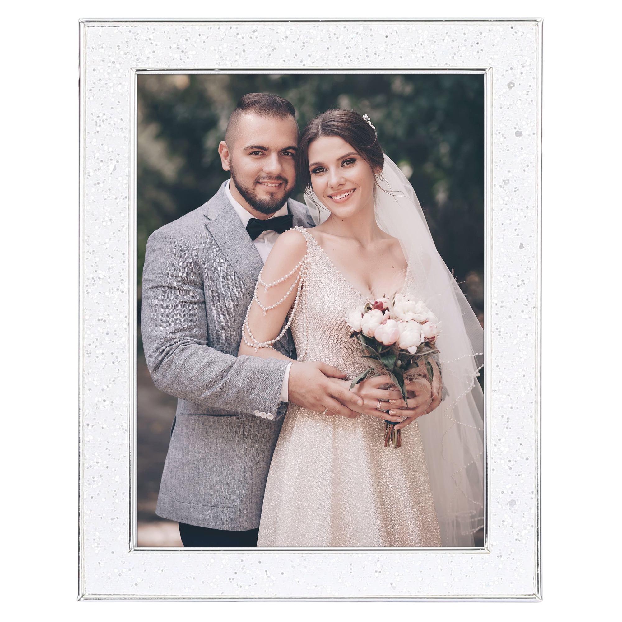 Unique Bargains Picture Frames for Photo and Poster Beautiful Metal Frames White 8x10"
