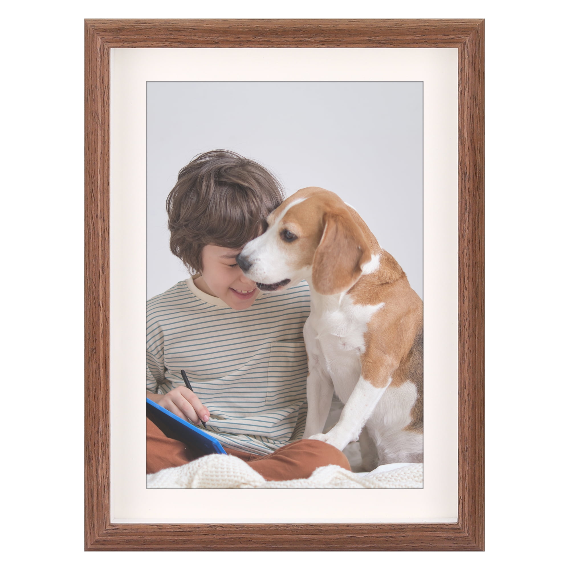 Unique Bargains Picture Frames for Wall Tabletop Display Walnut Color 11.8x15.7