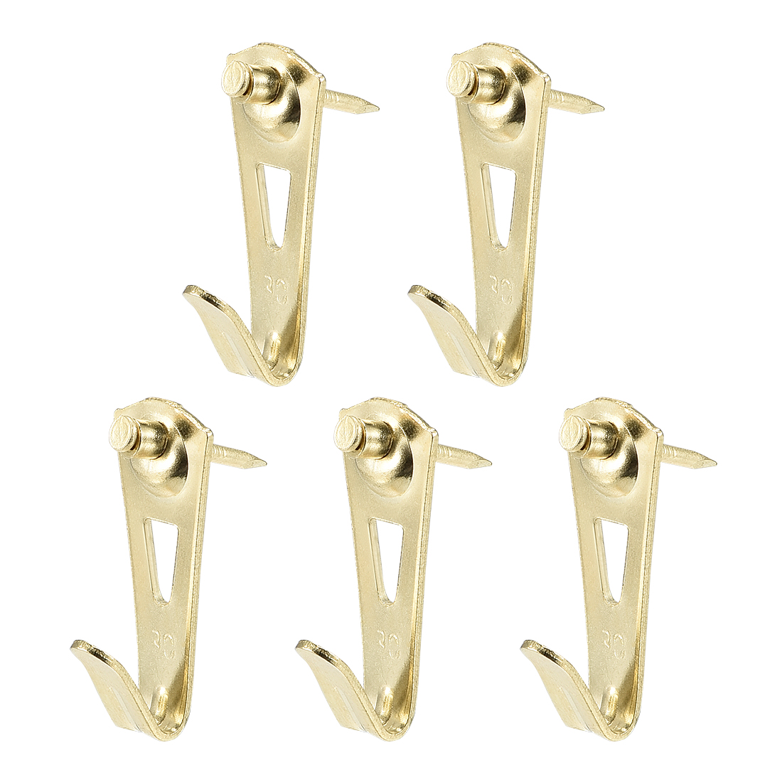 Unique Bargains Picture Hangers 38.5lbs Photo Frame Hooks Kit w Nails Gold Tone 30Pack